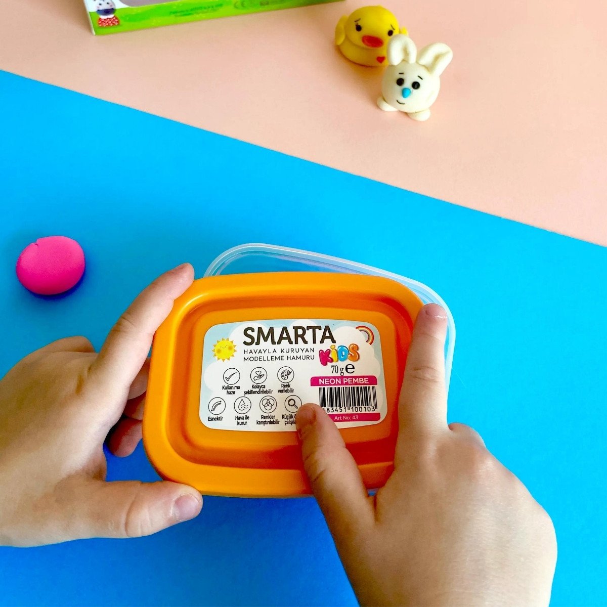 Smarta Kids Modelling Clay 70gr Hava İle Kuruyan Modelleme Hamuru Neon Pembe / 30000043