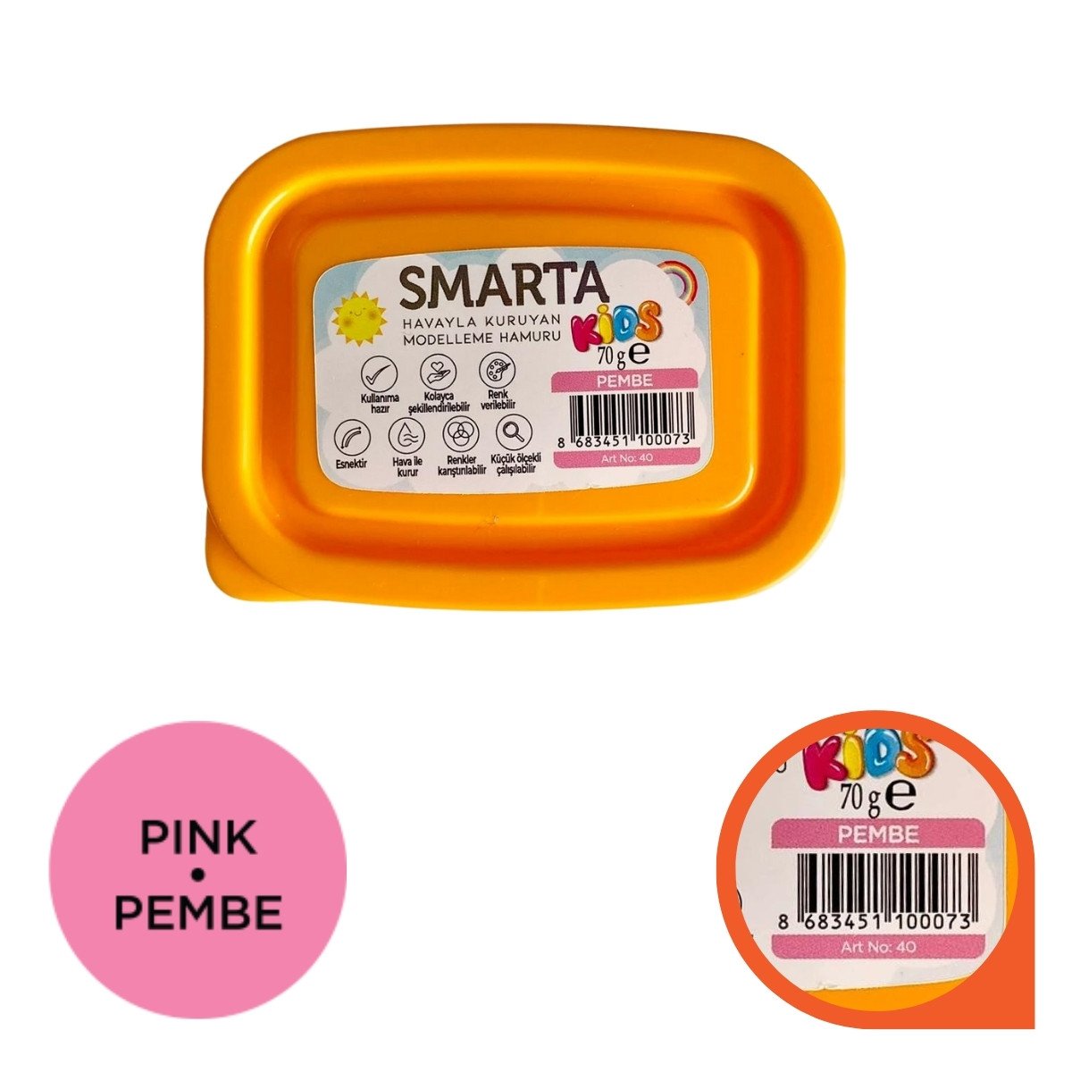 Smarta Kids Modelling Clay 70gr Hava İle Kuruyan Modelleme Hamuru Pembe / 30000040 Smarta Kids Modelling Clay 70gr Hava İle Kuruyan Modelleme Hamuru Pembe / 30000040