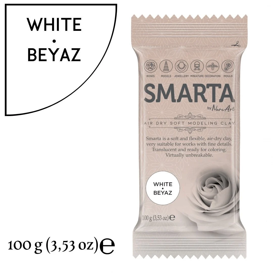 Smarta Air Soft Modelling Clay 100gr Hava İle Kuruyan Modelleme Kili Beyaz / 06