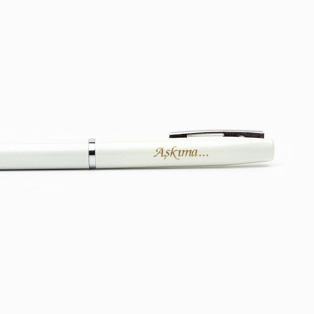 Steelpen "Aşkıma" Baskılı Tükenmez Kalem - İnci Beyazı
