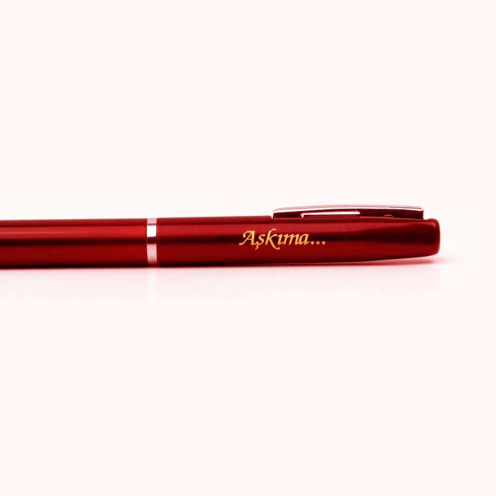 Steelpen "Aşkıma" Baskılı Tükenmez Kalem - Kırmızı