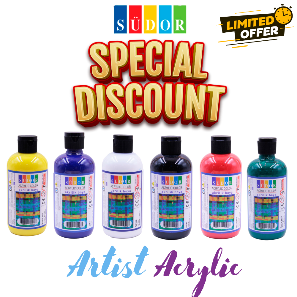 Südor Primary Artist Acyrilic 250ml 6'lı Akrilik Boya Ana Renkler Set