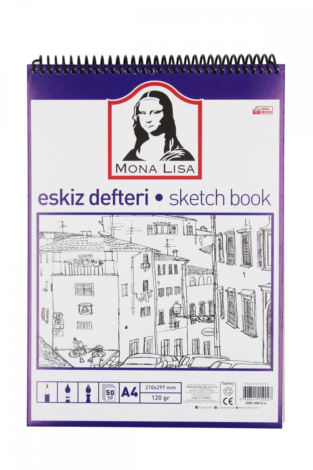 Südor Spiralli Eskiz Defteri (Sketch Book) A4 120 G 50 Yp / MN13-4