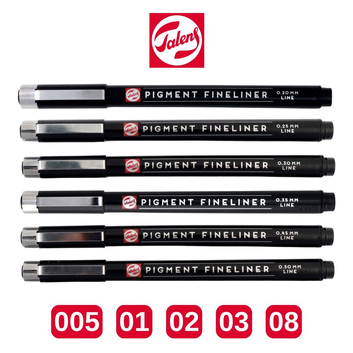 Talens Pigment Fineliner 6'lı Teknik Çizim Kalemi /
