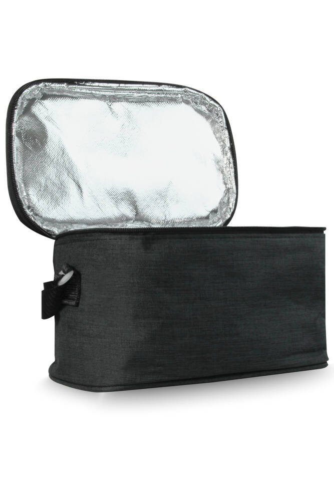 Termoslu Beslenme & Piknik Çantası Siyah | Tek Kişilik İzoleli Lunch Bag 12x24x13 cm