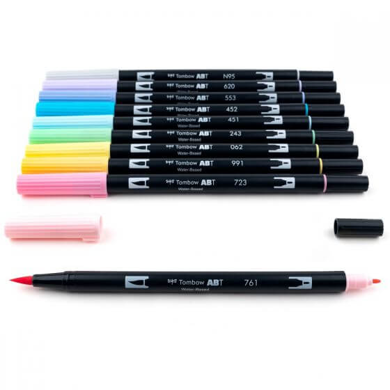 Tombow ABT Dual Brush Pen Grafik Kalemi 10'lu Set - Pastel Colors