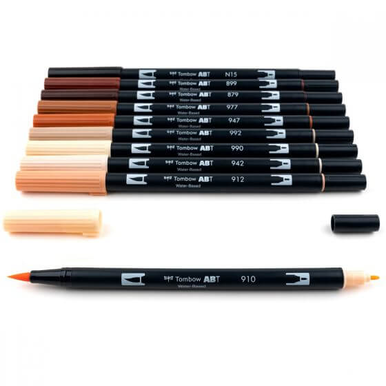 Tombow ABT Dual Brush Pen Grafik Kalemi 10'lu Set - Portrait
