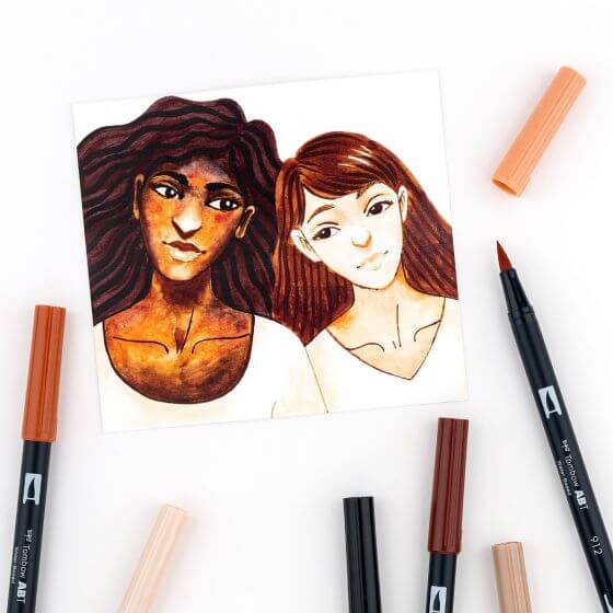 Tombow ABT Dual Brush Pen Grafik Kalemi 10'lu Set - Portrait