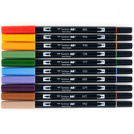 Tombow ABT Dual Brush Pen Grafik Kalemi 10'lu Set - Secondary (Ara Renkler)