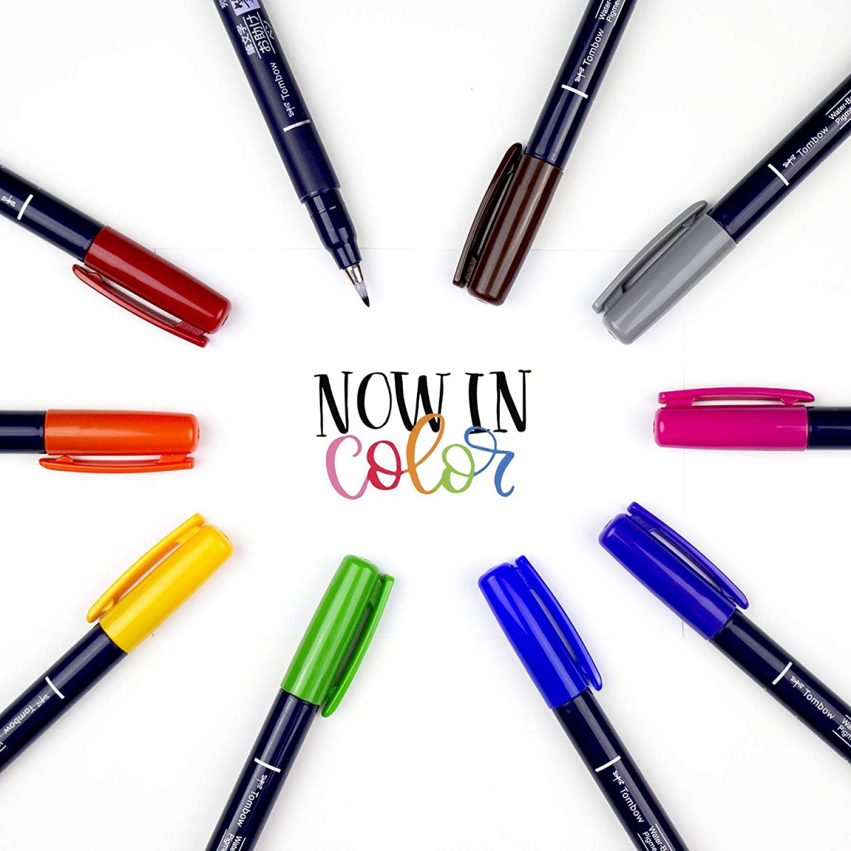 Tombow Fudenosuke Brush Pen 10'lu Fırça Uçlu Kalem Set - Sert Uç