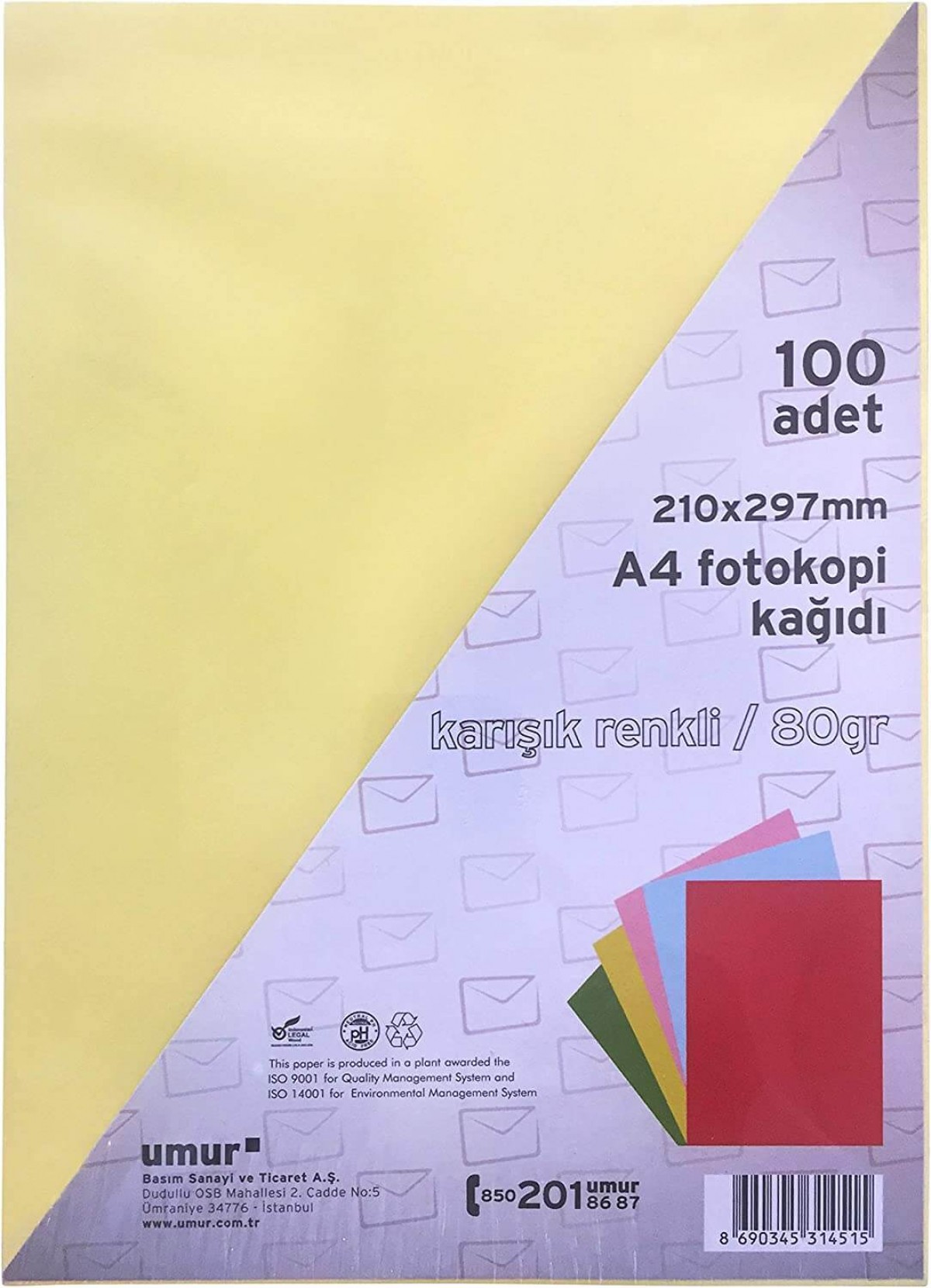 Umur A4 100yp Renkli Fotokopi Kağıdı Umur A4 100yp Renkli Fotokopi Kağıdı