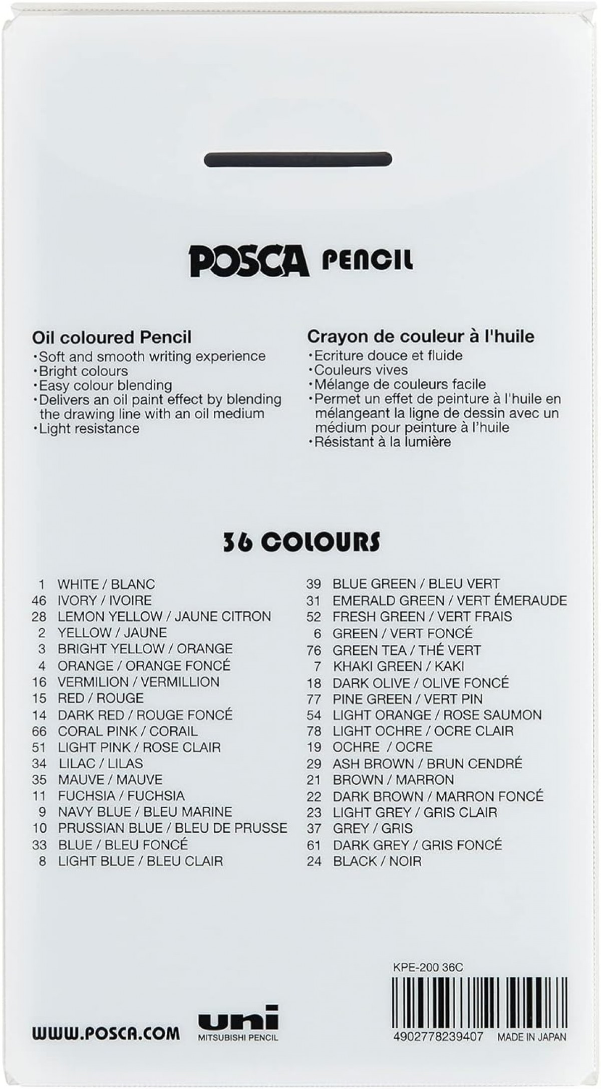 Uni Ball Posca Kuru Boya Kalemi 36lı Kalem Kutu Set / KPE-200 36C Uni Ball Posca Kuru Boya Kalemi 36lı Kalem Kutu Set / KPE-200 36C