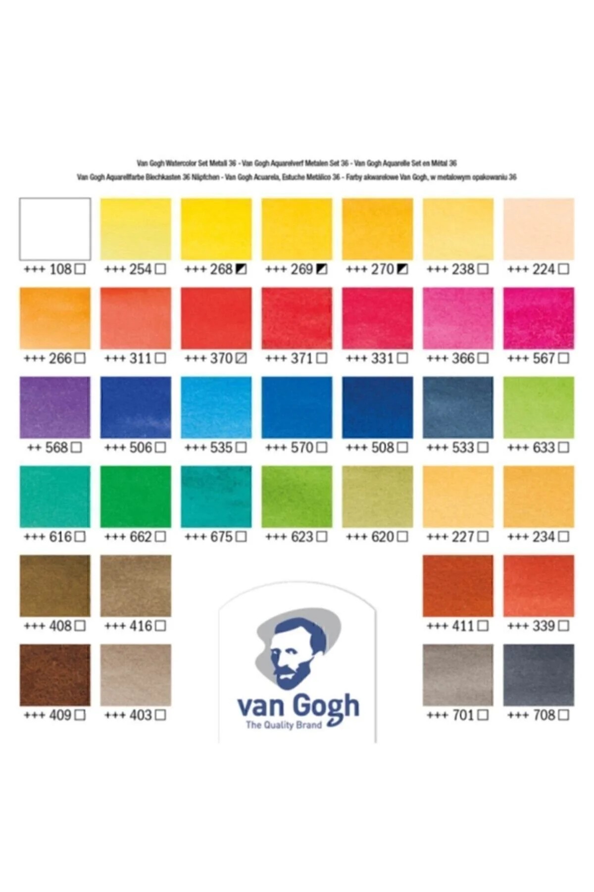 Van Gogh 36 Renk Teneke Kutu Tablet Sulu Boya