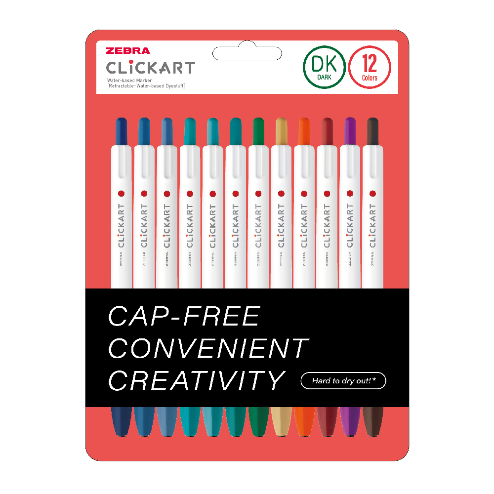 Zebra ClickArt Market Pen 0.6mm 12'li Tükenmez Kalem Seti Dark Colours / WYSS22-12CZDK Zebra ClickArt Market Pen 0.6mm 12'li Tükenmez Kalem Seti Dark Colours / WYSS22-12CZDK