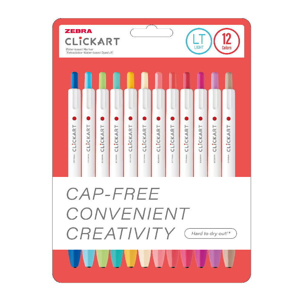 Zebra ClickArt Market Pen 0.6mm 12'li Tükenmez Kalem Seti Light Colours / WYSS22-12CZLT
