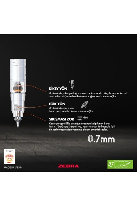 Zebra Delguard Versatil Kalem 0.7 Mm Kareli Pembe