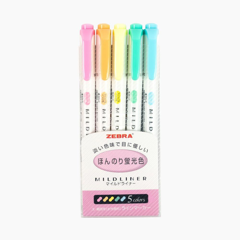 Zebra Mildliner Çift Taraflı İşaretleme Kalemi 5'li Set- (Pastel Renkler - PEMBE RENK)